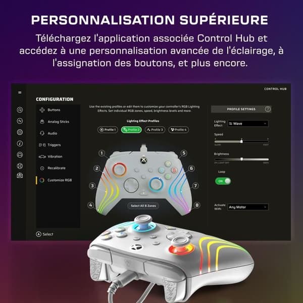 TURTLE BEACH Spilcontroller - Xbox Series X|S, Xbox One og PC - Afterglow Wave - RGB Kablet Grå