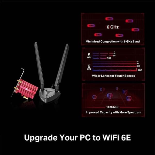Netværkskort - TP-LINK - Archer TXE75E - Wi-Fi 6E - Bluetooth 5.2 - PCI Express