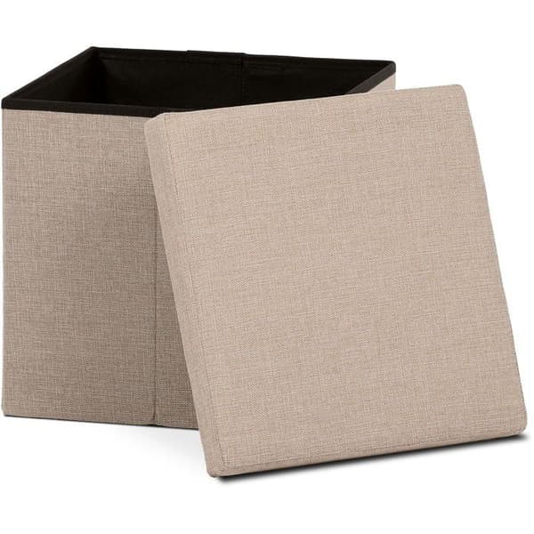 Pall - TAB - 38 x 38 cm - Beige - Textil - Integrerad förvaring