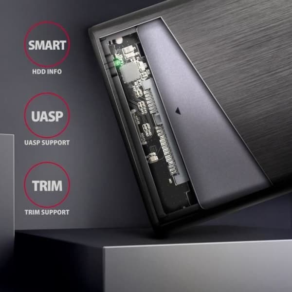 Harddiskhus - AXAGON - EE25-A6M - USB 3.0 - SATA 6G - 2.5 tommer - Sort