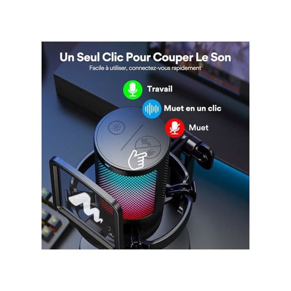 Mikrofon USB - MAONO - DGM20 - Kardiode - RGB kontrollerbar - Plug & Play PS5/PS4/Mac