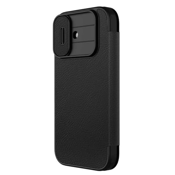 iPhone 17-fodral - Läder/PU, Svart, Med kortfack