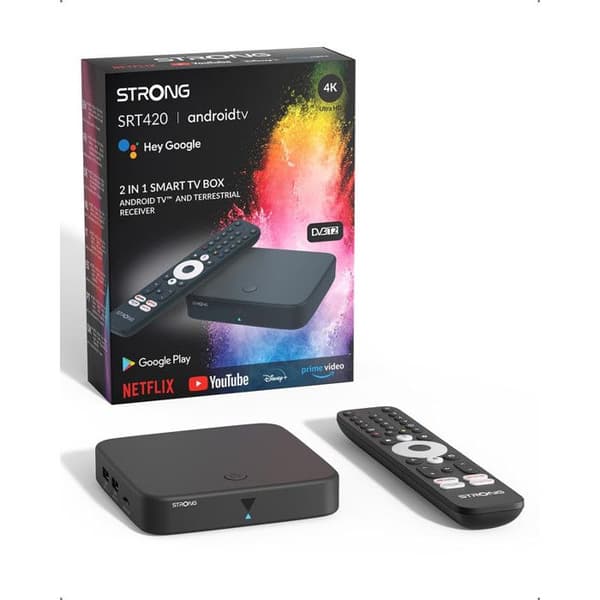 STRONG - SRT420 - Streaming Box Android TV + TNT 4K UHD - Wifi 5 - Bluetooth - Chromecast - Google Assistent - Dolby Audio/Vision