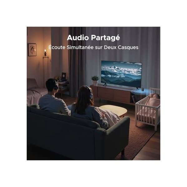 Bluetooth-sändare Jack 5.4 för TV Flyg Transmitter Bluetooth - Trådlös - Batteridriven - Stereo - Touch - Aux