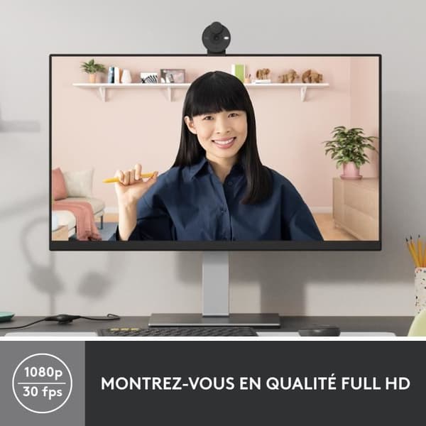 Webcam - Full HD 1080p - Logitech - Brio 300 - Indbygget mikrofon - Grafit