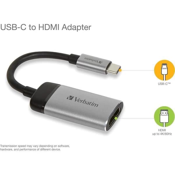 USB-C til HDMI-adapter - Verbatim - 4K - USB 3.1 - 10 cm - Sort