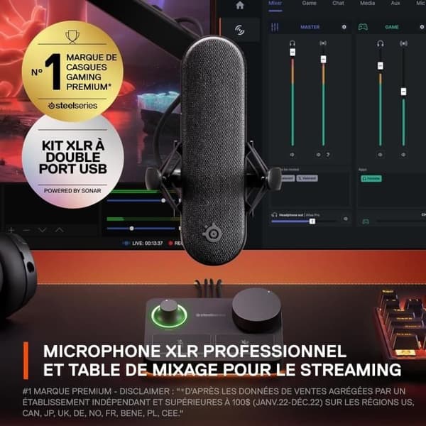 Studiokvalitet XLR-spelmikrofon - STEELSERIES - ALIAS PRO - Svart