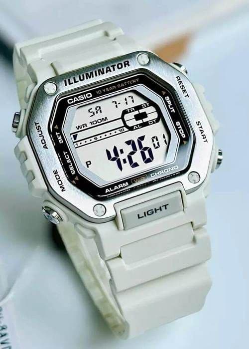 Klocka - CASIO - Vattentät 100m - Autonomi 10 år - Digital - Vit plast