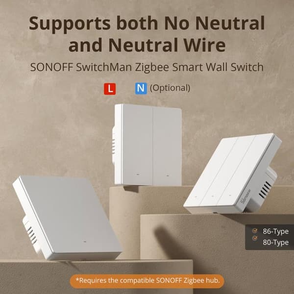 SONOFF Zigbee ZBM5-1C-86W Smart väggbrytare