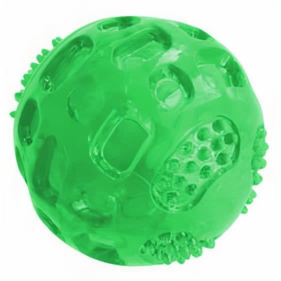 M-Pets legetøj der piber Bold 6,3 cm af elastomer grøn
