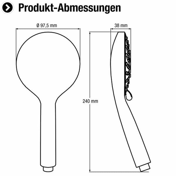 Fleksibel bruser - brusehovedholder - Cornat brusehoved - TECB3405 - Brusehoved, Krom