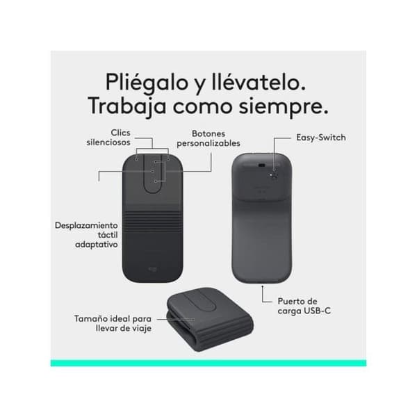 Mus - LOGITECH - Mobi Fold - Fällbar ultraportabel - Trådlös Bluetooth - 4000 DPI