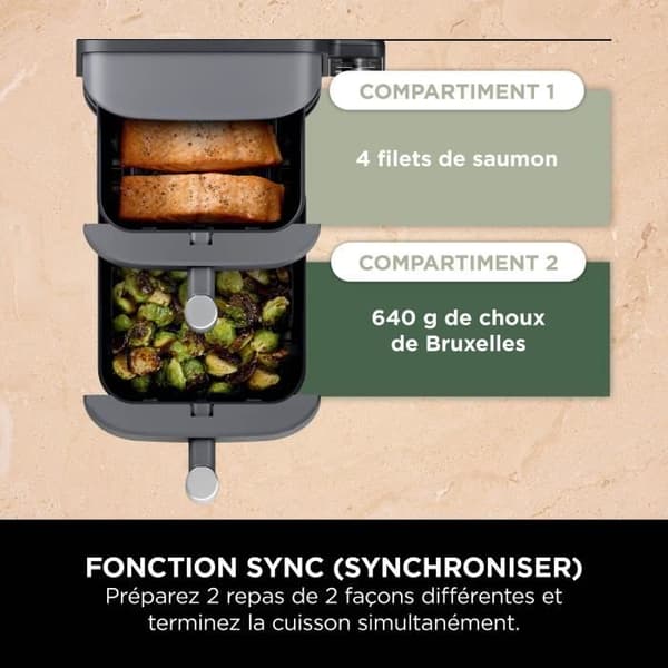 NINJA luftfritösk - Double Stack XL SL400EU - Kapacitet 9,5L - 6 matlagningsprogram - 2470W