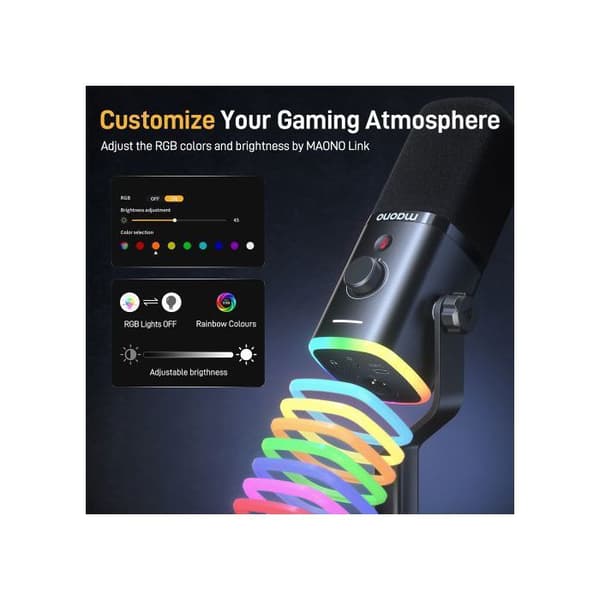 RGB dynamisk mikrofon MAONO PD100X med USB/XLR forbindelse