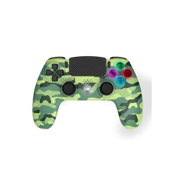 Spilcontroller - TRADE INVADERS - Trådløs Camo Grøn Controller til PS4 - Bluetooth - 3,5 mm jackstik - Dobbelt vibration