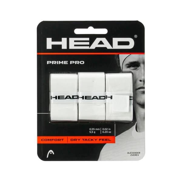 Surgrip - HEAD - Prime Pro - Hvid - Pakke med 3 - Exceptionel greb