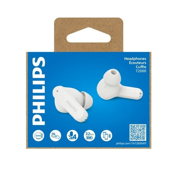 Philips TAT2000WT True Wireless Bluetooth 5.4 Multipoint Høretelefoner