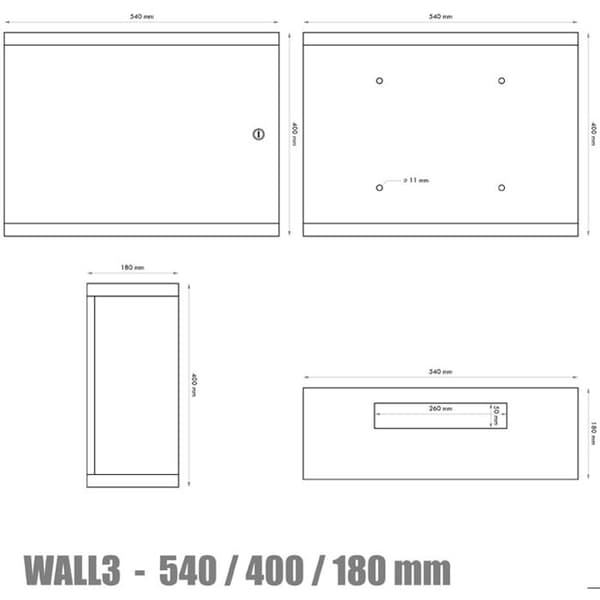 Datacom Rack 19 3U 540/400/180 mm (stål) WALL3
