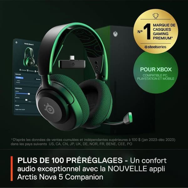 Trådløst gaming headset - STEELSERIES - Arctis Nova 5X - Sort - ClearCast 2.0 - Batterilevetid 36 timer