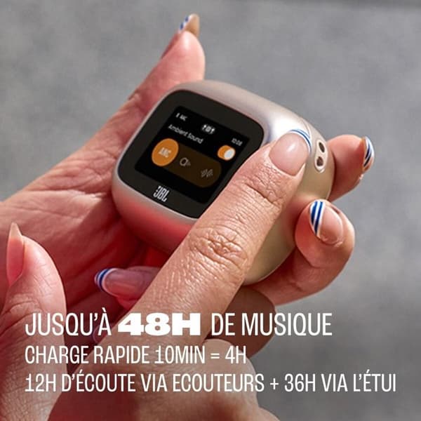 Jbl True wireless Bluetooth Live Beam 4 høretelefoner med støjreduktion i sort og sølv