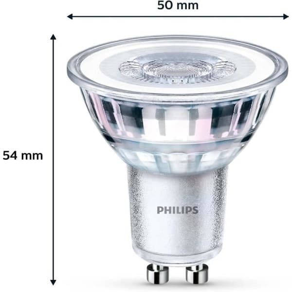 Pack med 3 LED-lampor - PHILIPS - GU10 - 50W - Varm vit