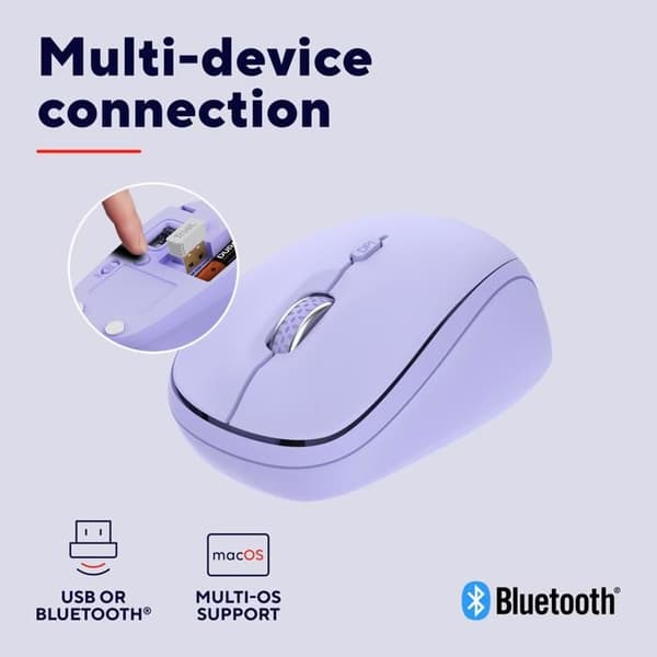 Trust Yvi Multi-enhet trådlös Bluetooth tyst mus, lila