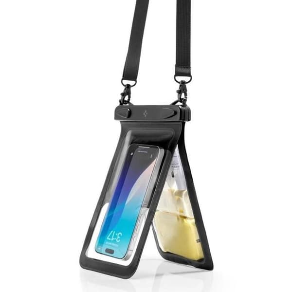 Universal Vandtæt Taske - SPIGEN - Aqua Shield A603 - IPX8 - Sort - Dobbelt Rum