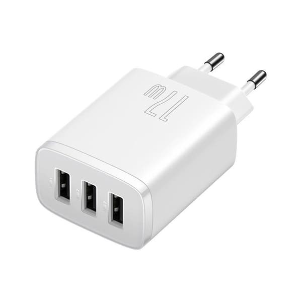 Strømadapter 3x USB-A porte 17 W Baseus Compact - hvid - TU
