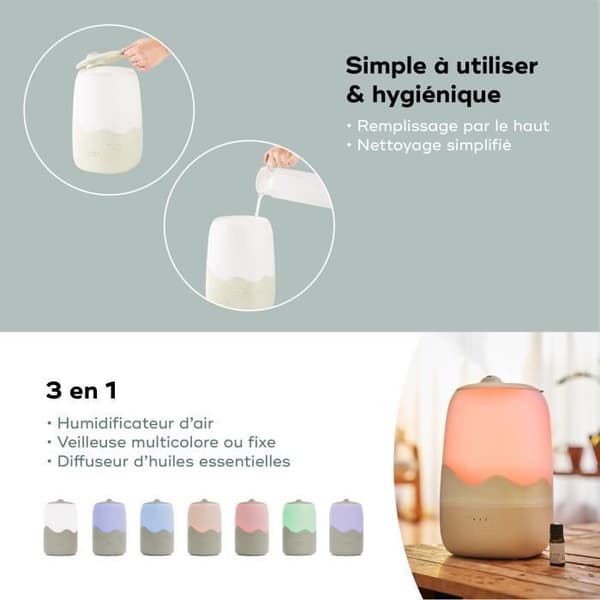 Babymoov Luftfugter Wave - Kold Damp - Lang Varighed Op Til 26t (4L) - Timer - Automatisk Sluk - Nattelys