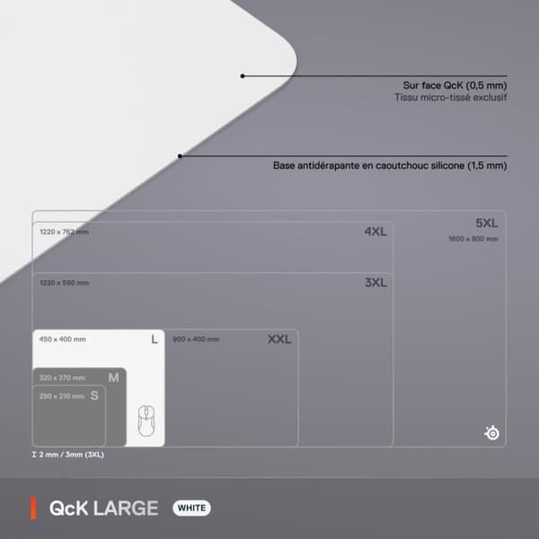 Gamingmusmatta - STEELSERIES - QcK L - Vit