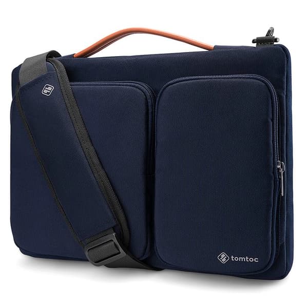Laptop taske - TOMTOC - 16 tommer - PU læder - Vandtæt - Sort