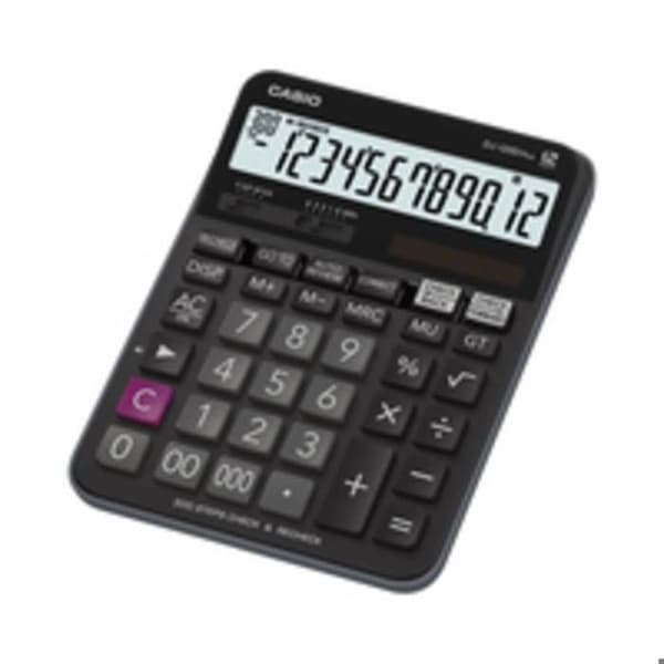 Bordcalculator - Casio - DJ-120D Plus - 12 cifre - Solpanel - Sort