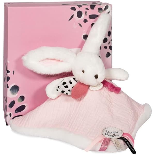 Doudou og Kompagni - Doudou Kanin - 25 cm - Hvid/rosa