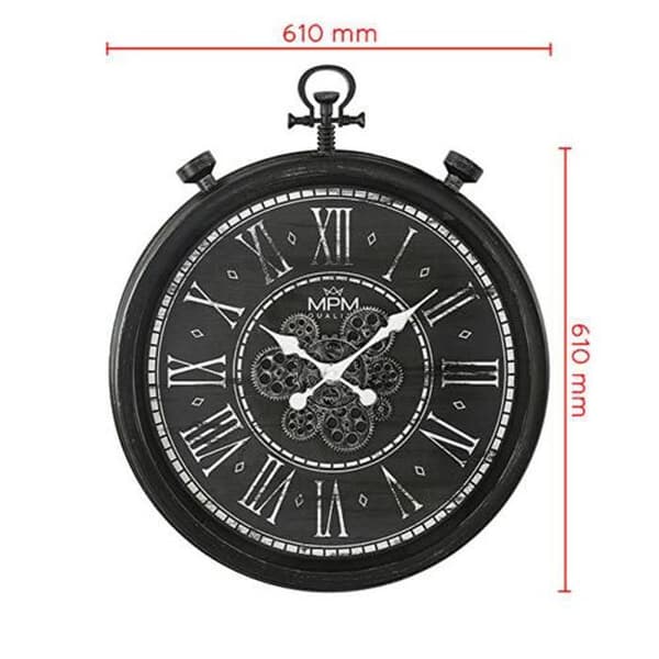 Väggklocka - MPM QUALITY - E01.4326.90 - Retro - Svart - Plast
