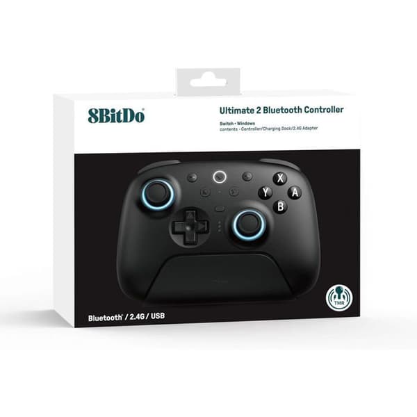 8BitDo Ultimate 2 Bluetooth - Switch 1 & 2 / PC Windows - Svart utgåva
