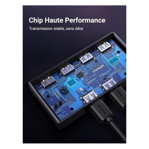 USB 2.0 Switch - Ugreen - KVM 4 portar - 5Gbps - Kompatibel med Windows/Linux/MacOS - LED-indikator