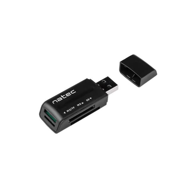 NATEC MINI ANT 3 kortlæser - SDHC, MMC, M2, micro SD - USB 2.0 sort NCZ-0560