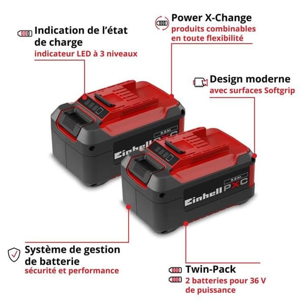 Einhell Dobbelt batteri 5,2 Ah Twinpack PXC (Lithium-Ion, 18V, til alle Einhell PXC apparater)