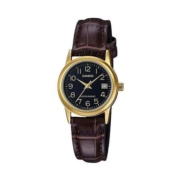 Ur - Casio - LTP-V002GL-1B - Sort - Guld - Kvarts - Analogisk