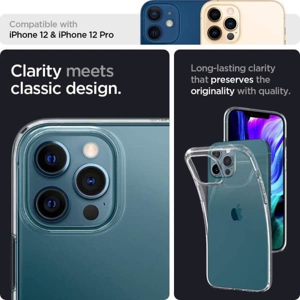 Cover til iPhone 12 Pro - Spigen - Liquid Crystal - Transparent - Blød - TPU