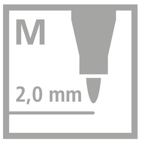 STABILO - 12 farvepenne Trio A-Z - heraf 4 fluorescerende - medium spids