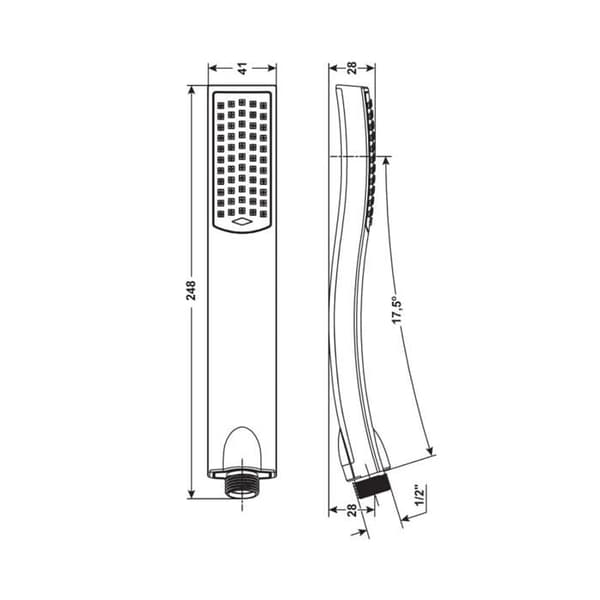 Fleksibel bruser - brusehovedsætte - Cornat brusehoved - TECB3402 - Brusehoved, Krom, 84 x 41 mm