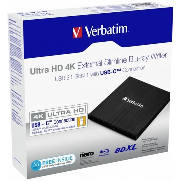 Verbatim Blu-ray Brenner ekstern Slim - Bluray-brænder - USB 3.0