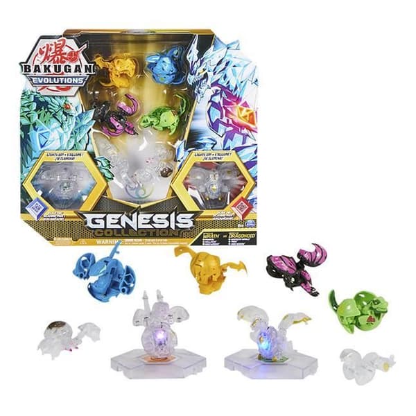 Topp - SPIN MASTER - Bakugan Evolutions Genesis Collection - Ljusande 7 färger - Displayer - Samling strid