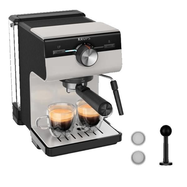 KRUPS Manuel espressomaskine, Lys grå, Autentisk, XP381B10
