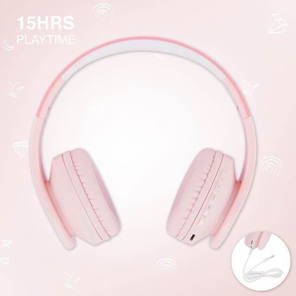 Bluetooth-hörlurar - POWERLOCUS - P1Kids - Rosa - För Barn - Fällbara