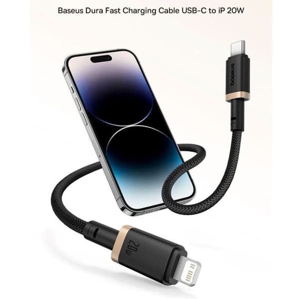 USB-C til Lightning datakabel - BASEUS - Dura - 20W - 1m - Sort/Guld