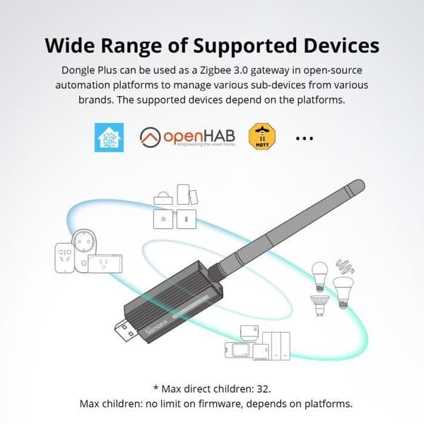 Passerelle Zigbee - SONOFF - ZBDongle-E - Zigbee 3.0 - Aluminiumlegering - Silver