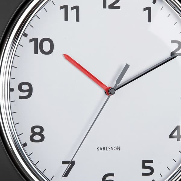 Väggklocka Modern Retro D34cm - Present Time - Svart -