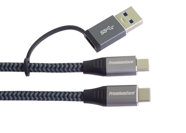 USB-C kabel - PREMIUMCORD - ku31cq2 - 2 m - Super Speed 20 Gbit/s - USB-A adapter
